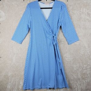 fresh produce Blue Geometric Wrap Midi Dress